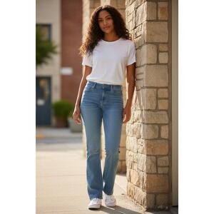 (G-217)Lee Women’s Size 8M Slim Fit Bootcut Jeans Blue Denim Mid Rise Stretch Cl